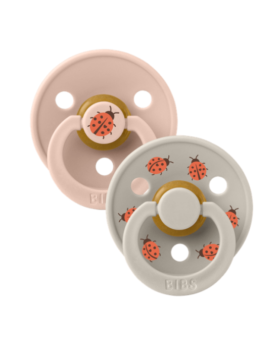 Bibs– studio collection σετ πιπίλες 2τμχ ladybug latex blush mix– στρόγγυλη No2 12025101