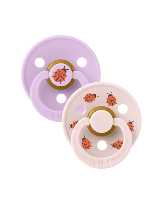 Bibs–studio colour collection σετ πιπίλες 2τμχ ladybug latex violet sky mix – στρόγγυλη No2 12025103