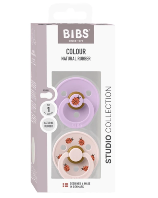 Bibs–studio colour collection σετ πιπίλες 2τμχ ladybug latex violet sky mix – στρόγγυλη No2 12025103