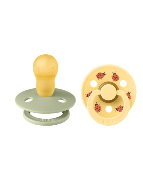Bibs–studio colour collection σετ πιπίλες 2τμχ– ladybug latex sage mix– στρόγγυλη  No3 13025102