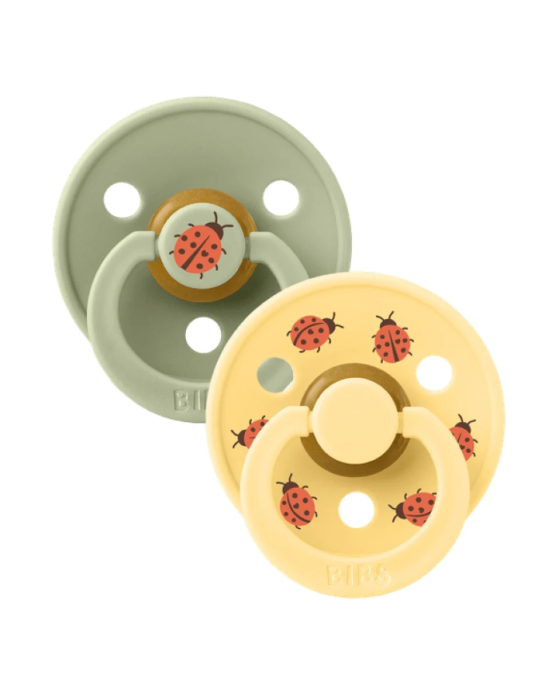 Bibs–studio colour collection σετ πιπίλες 2τμχ– ladybug latex sage mix– στρόγγυλη  No3 13025102