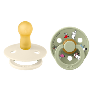 Bibs X Moomins colour Σετ πιπίλες 2τμχ – FRIENDS IVORY/SAGE MIX – Στρογγυλη No2 12031101