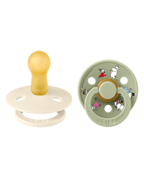 Bibs X Moomins colour Σετ πιπίλες 2τμχ – FRIENDS IVORY/SAGE MIX – Στρογγυλη No2 12031101