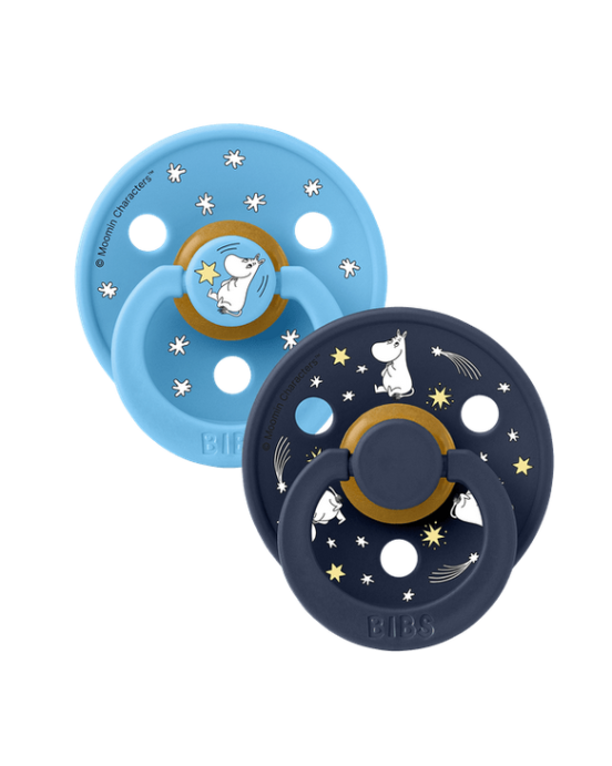 Bibs X Moomins colour Σετ πιπίλες 2τμχ – GOODNIGHT BREEZE/DEEP SPACE MIX– Στρόγγυλη No2 12029101