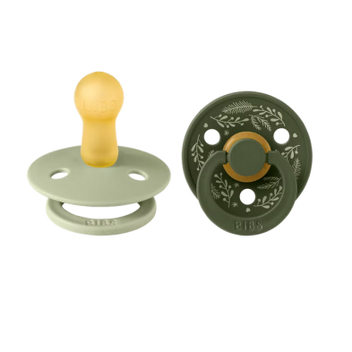 Bibs σετ πιπίλες 2τμχ–Leaf Sage/Hunter green– στρόγγυλη No1 11027101