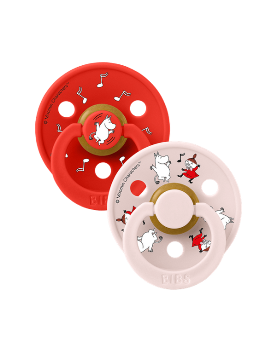 Bibs X Moomins colour Σετ πιπίλες 2τμχ – DANCING CANDY APPLE/PETAL  MIX – Στρογγυλη No2 12032101