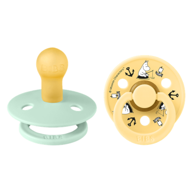 Bibs X Moomins colour Σετ πιπίλες 2τμχ – Sailing Nordic Baby mint/pale butter MIX – Στρόγγυλη No1 11030101