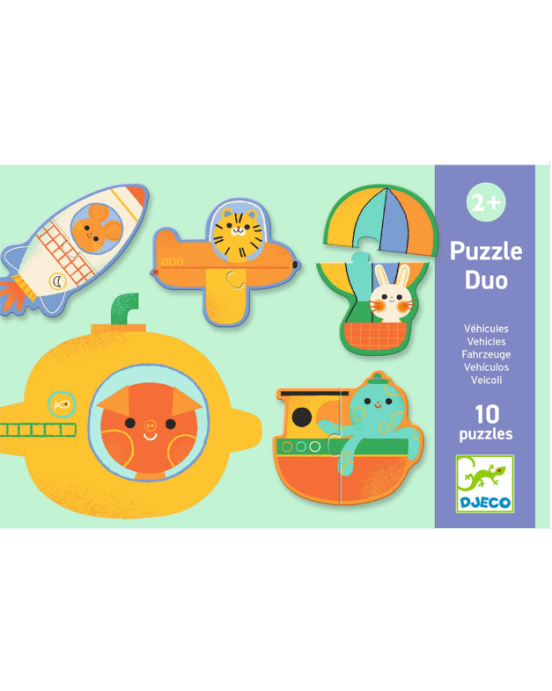 Djeco 10 παζλ με 2 κομμάτια "Οχήματα και μεταφορικά μέσα" 08270