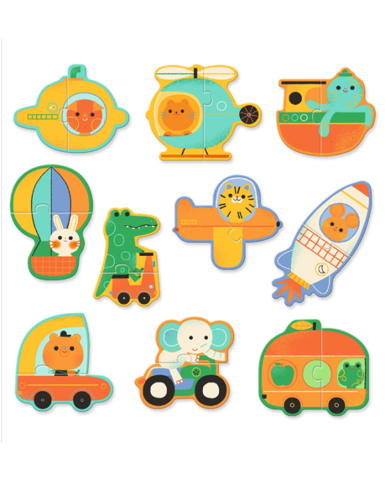 Djeco 10 παζλ με 2 κομμάτια "Οχήματα και μεταφορικά μέσα" 08270