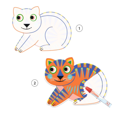 Djeco Μαγική ζωγραφική με μαρκαδόρο με νερό Πολύχρωμα Ζωάκια 09068