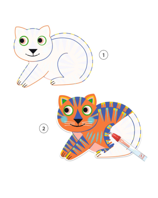 Djeco Μαγική ζωγραφική με μαρκαδόρο με νερό Πολύχρωμα Ζωάκια 09068