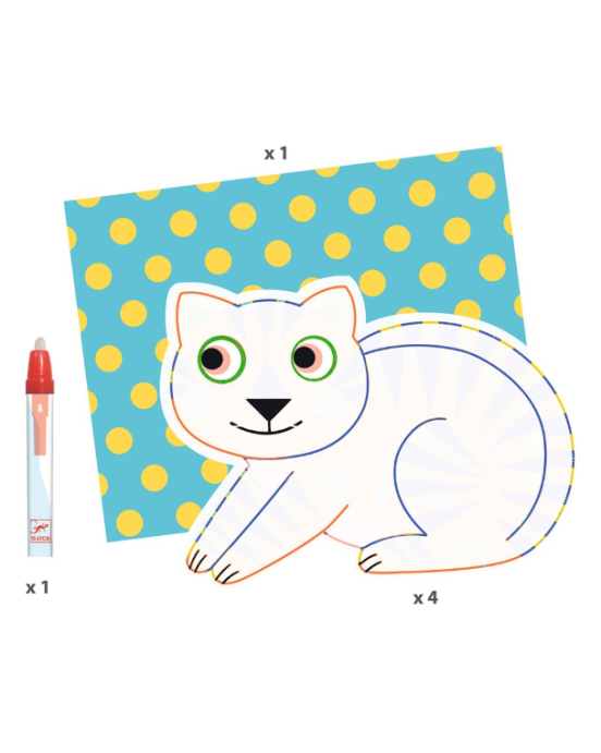 Djeco Μαγική ζωγραφική με μαρκαδόρο με νερό Πολύχρωμα Ζωάκια 09068