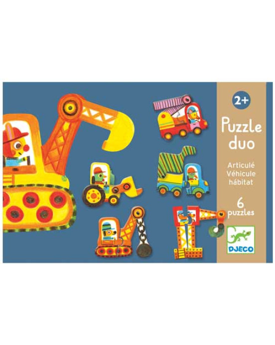 Djeco 6 Παζλ Duo 'Οχήματα με κίνηση' 08170