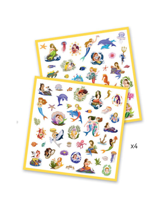 Djeco 160 Αυτοκόλλητα σε 4 καρτέλες 'Γοργόνες' 08885