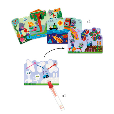 Djeco Μαγική ζωγραφική με μαρκαδόρο με νερό 'Γατούλες στον κήπο'  09063