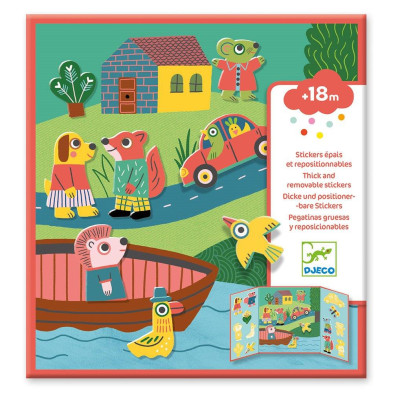 Djeco τρίπτυχο με αυτοκόλλητα επανατοποθετούμενα 'Ζωάκια' 09071