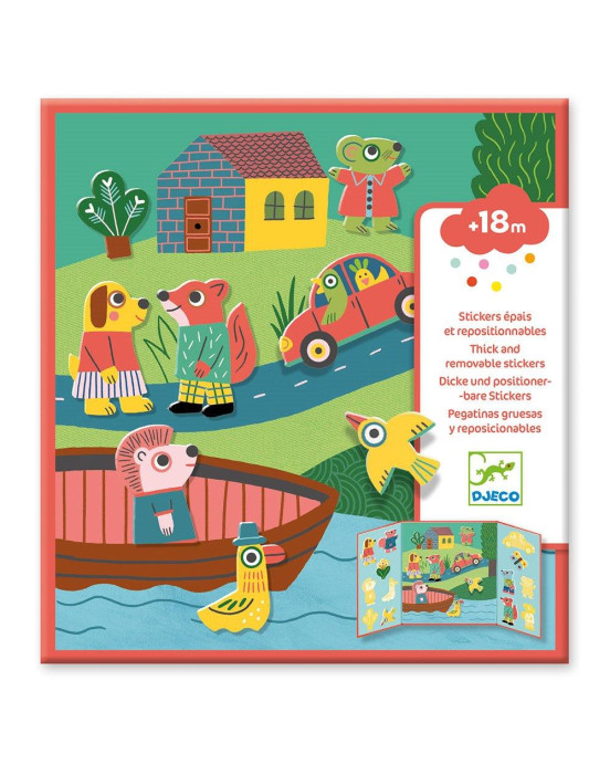 Djeco τρίπτυχο με αυτοκόλλητα επανατοποθετούμενα 'Ζωάκια' 09071
