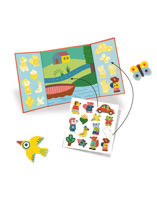 Djeco τρίπτυχο με αυτοκόλλητα επανατοποθετούμενα 'Ζωάκια' 09071