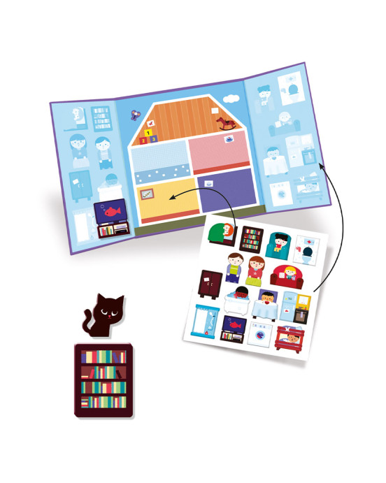 Djeco τρίπτυχο με αυτοκόλλητα επανατοποθετούμενα 'Χώροι Σπιτιού' 09072