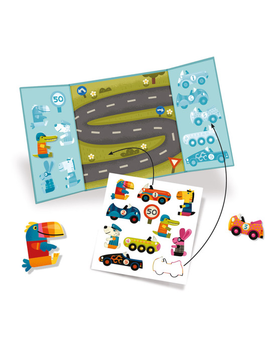 Djeco τρίπτυχο με αυτοκόλλητα επανατοποθετούμενα 'Αυτοκίνητα' 09073