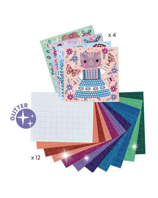 Djeco Κατασκευή μωσαϊκό με Γκλίτερ 'Χαριτωμένα ζωάκια'  09425