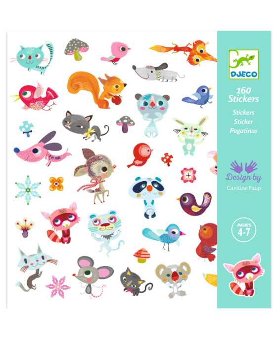 Djeco 160 Αυτοκόλλητα σε 4 καρτέλες Μικροί φίλοι 08842