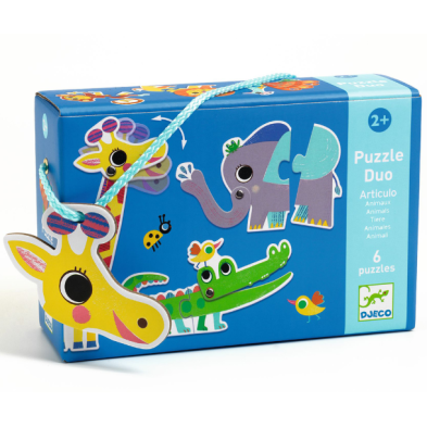 Djeco 6 Παζλ με 2 κομμάτια και κίνηση "Ζωάκια Ζούγκλας" 08262