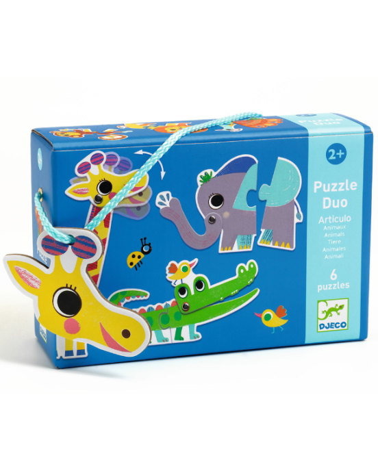 Djeco 6 Παζλ με 2 κομμάτια και κίνηση "Ζωάκια Ζούγκλας" 08262