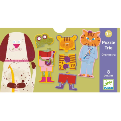 Djeco 8 παζλ με 3 κομμάτια "Η ορχήστρα των ζώων" 08229