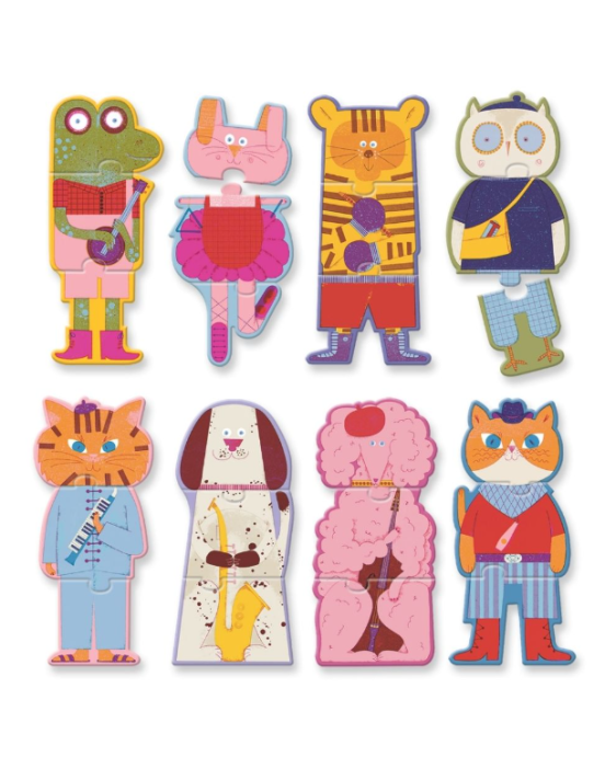 Djeco 8 παζλ με 3 κομμάτια "Η ορχήστρα των ζώων" 08229