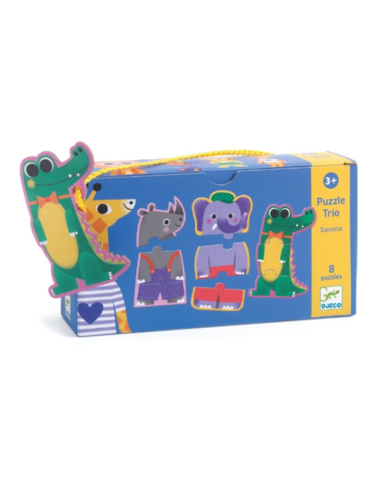 Djeco 8 Παζλ με 3 κομμάτια "Σαβάνα" 08242
