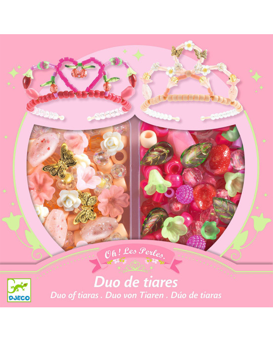Djeco κατασκευάζω 2 τιάρες με διάφορες χάντρες "Ροζ" 00039