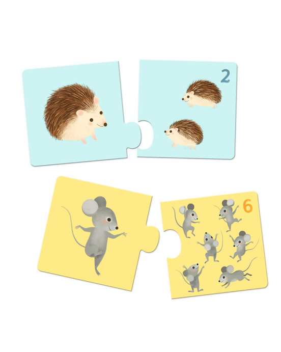 Djeco 12 Παζλ με 2 κομμάτια Ζωάκια - Μαμά και παιδάκια  08197