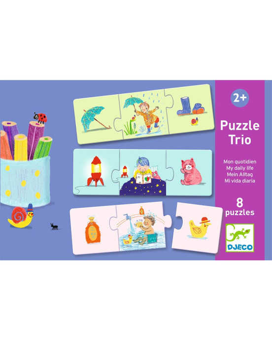 Djeco 8 Παζλ με 3 κομμάτια "Η Μέρα μου"