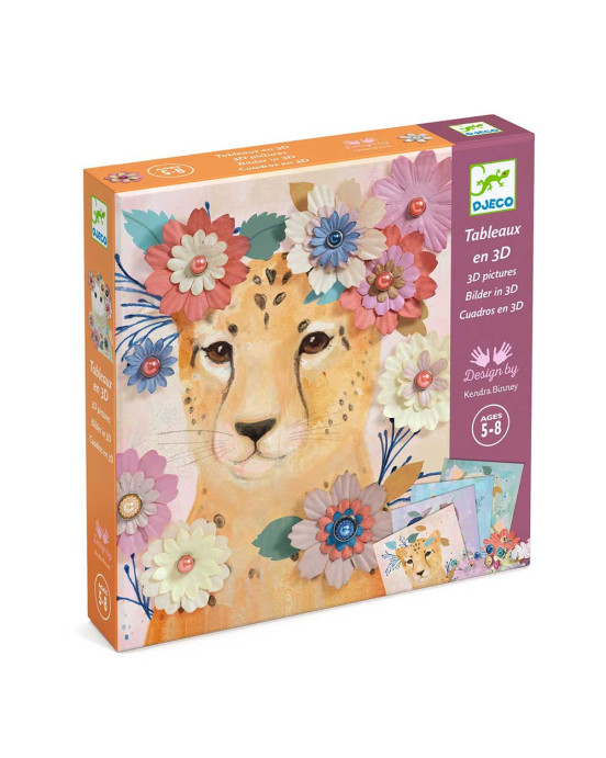 Djeco χάρτινη κατασκευή 3D εικόνες "Λουλουδένια στεφάνια σε ζωάκια" 09454