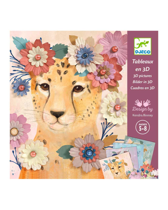 Djeco χάρτινη κατασκευή 3D εικόνες "Λουλουδένια στεφάνια σε ζωάκια" 09454