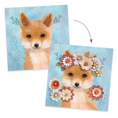 Djeco χάρτινη κατασκευή 3D εικόνες "Λουλουδένια στεφάνια σε ζωάκια" 09454