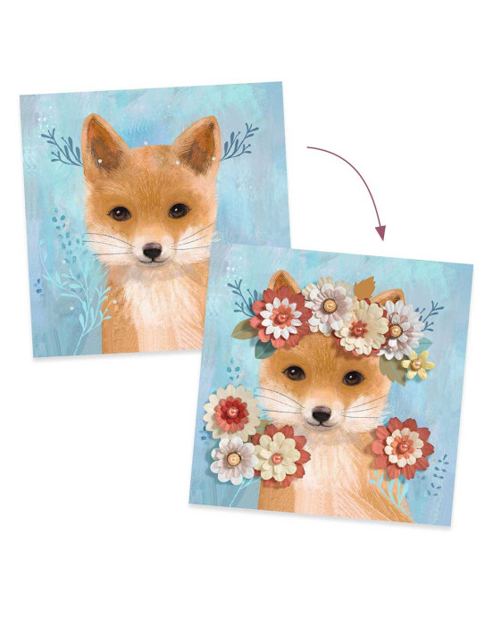 Djeco χάρτινη κατασκευή 3D εικόνες "Λουλουδένια στεφάνια σε ζωάκια" 09454