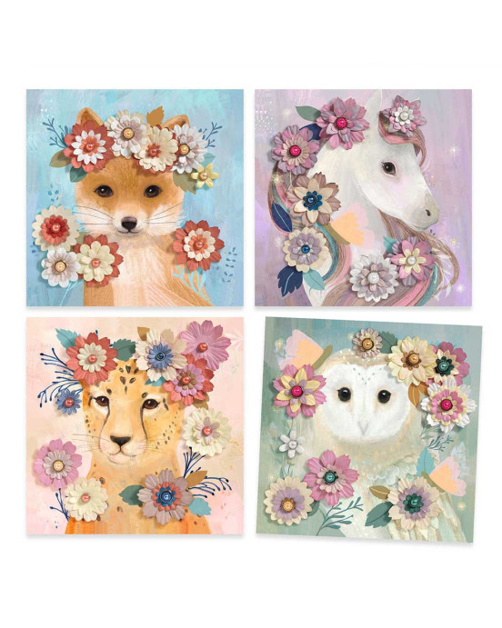 Djeco χάρτινη κατασκευή 3D εικόνες "Λουλουδένια στεφάνια σε ζωάκια" 09454