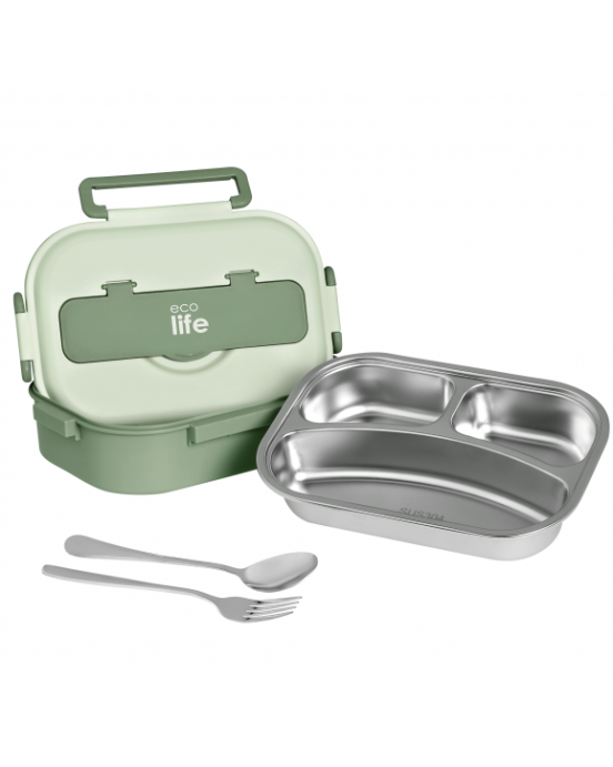 Eco life Πράσινο Φαγητοδοχείο 1Lt | 3 Θέσεων 33-FC-9093
