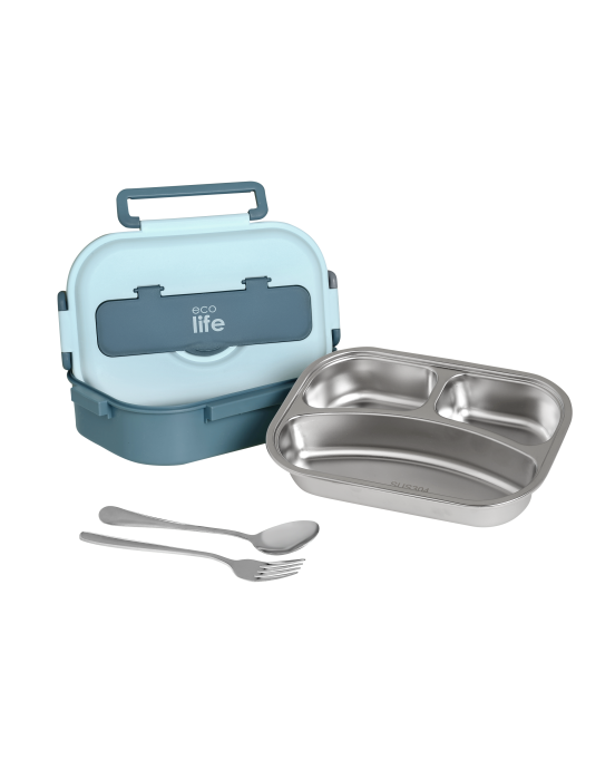 Eco life Γαλάζιο Φαγητοδοχείο 1Lt | 3 Θέσεων 33-FC-9092