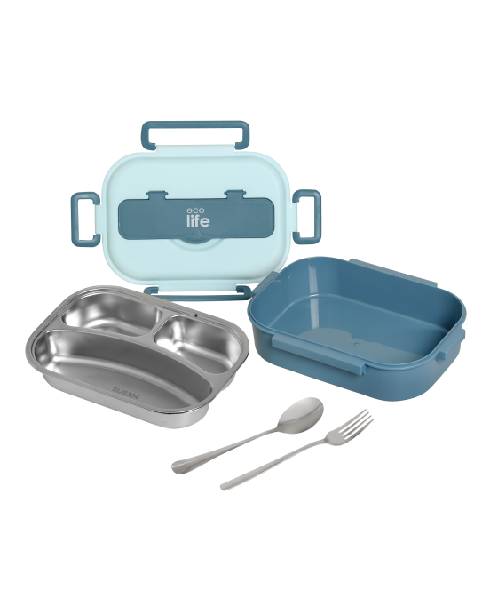 Eco life Γαλάζιο Φαγητοδοχείο 1Lt | 3 Θέσεων 33-FC-9092