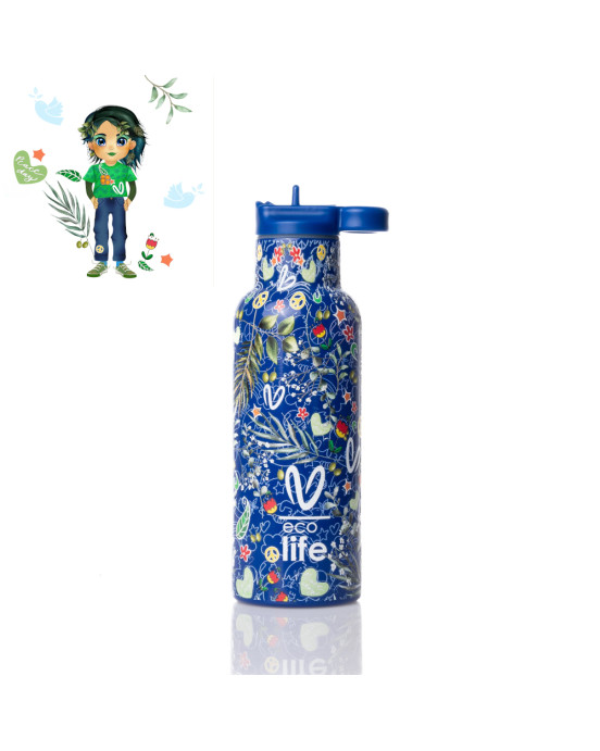 Eco life Παιδικο Παγούρι Θερμός Blue 500ml 33-BO-2324