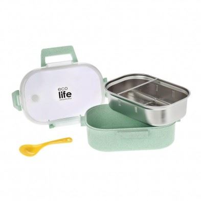 Ecolife Light Green Φαγητοδοχείο 900ml  με χώρισμα 33-BO-9074