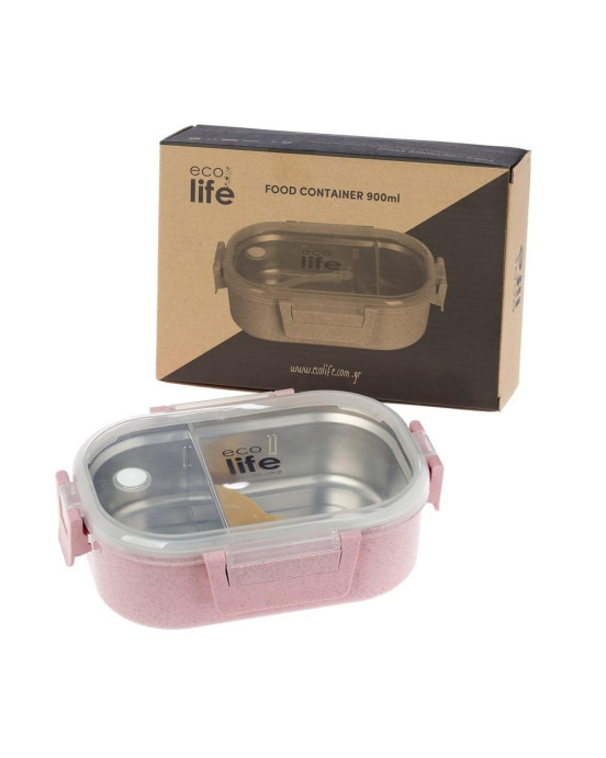 Ecolife Light Pink Φαγητοδοχείο 900ml  με χώρισμα 33-BO-9073