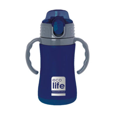 Ecolife Παιδικό Θερμός με Καλαμάκι 300ml Kids Thermos Navy blue 33-BO-2990