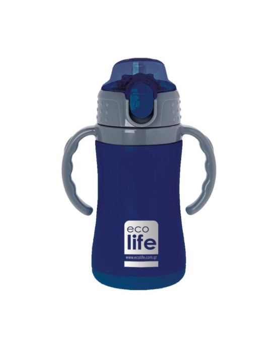 Ecolife Παιδικό Θερμός με Καλαμάκι 300ml Kids Thermos Navy blue 33-BO-2990