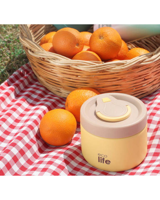 Εcolife Στρογγυλό Θερμός Φαγητού 650ml Κίτρινο  33-BO-9094