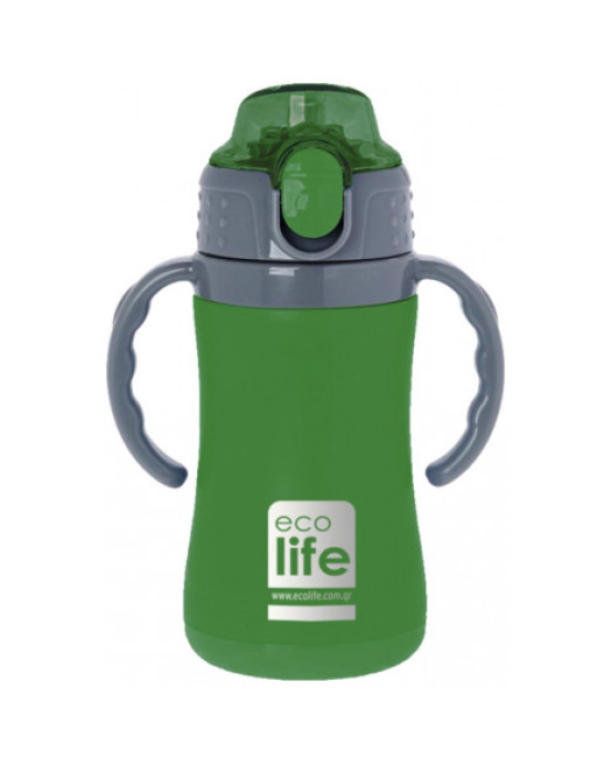 EcoLife Θερμός από ανοξείδωτο ατσάλι με χερούλια παιδικό 300ml Πράσινο 33-BO-2992