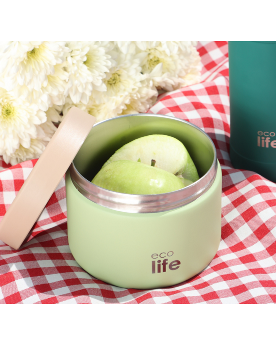 Εcolife Στρογγυλό Θερμός Φαγητού 650ml Πράσινο 33-BO-9095